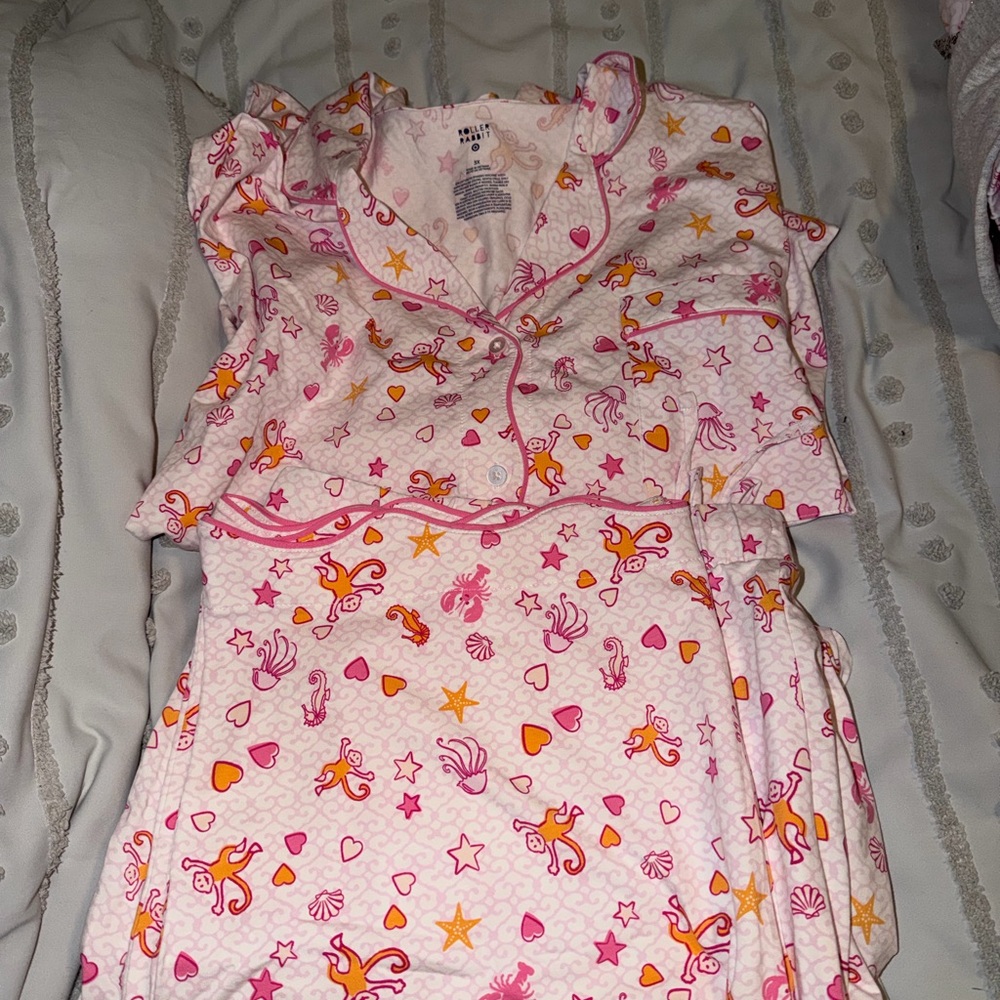 Roller Rabbit Pajama Set - Pink and Orange